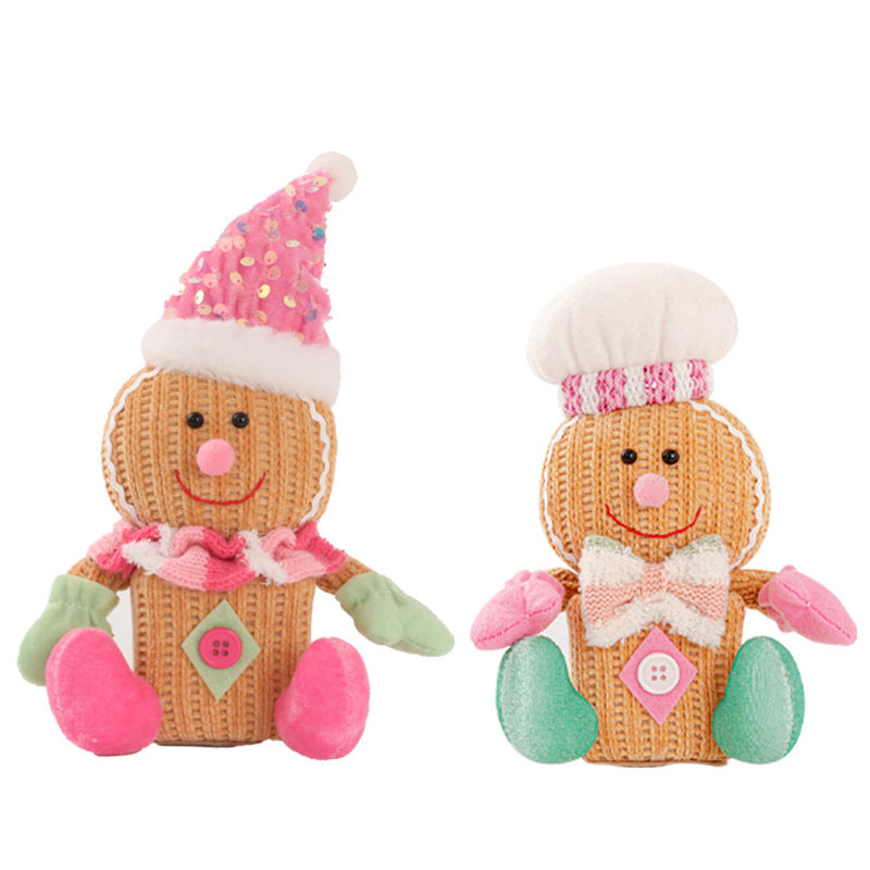 Christmas Decorations LED Gingerbread Man Ornaments Pink Gingerman Doll Xmas Gifts Home Table Decoration