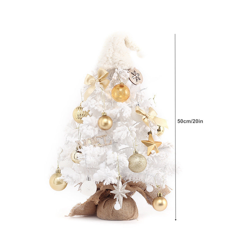 LED Mini Christmas Tree White Flocking Xmas Tree Christmas Decorations Tabletop Ornament Home Decor