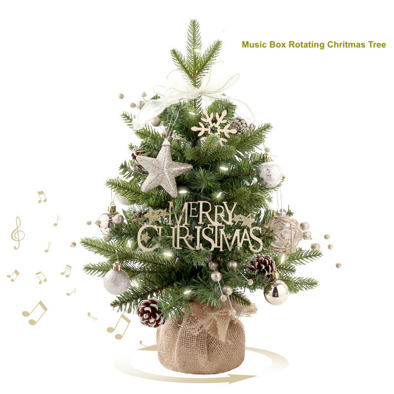 Christmas Decorations Mini Christmas Tree with Rotating Music Box Tabletop Ornaments 50cm 20in