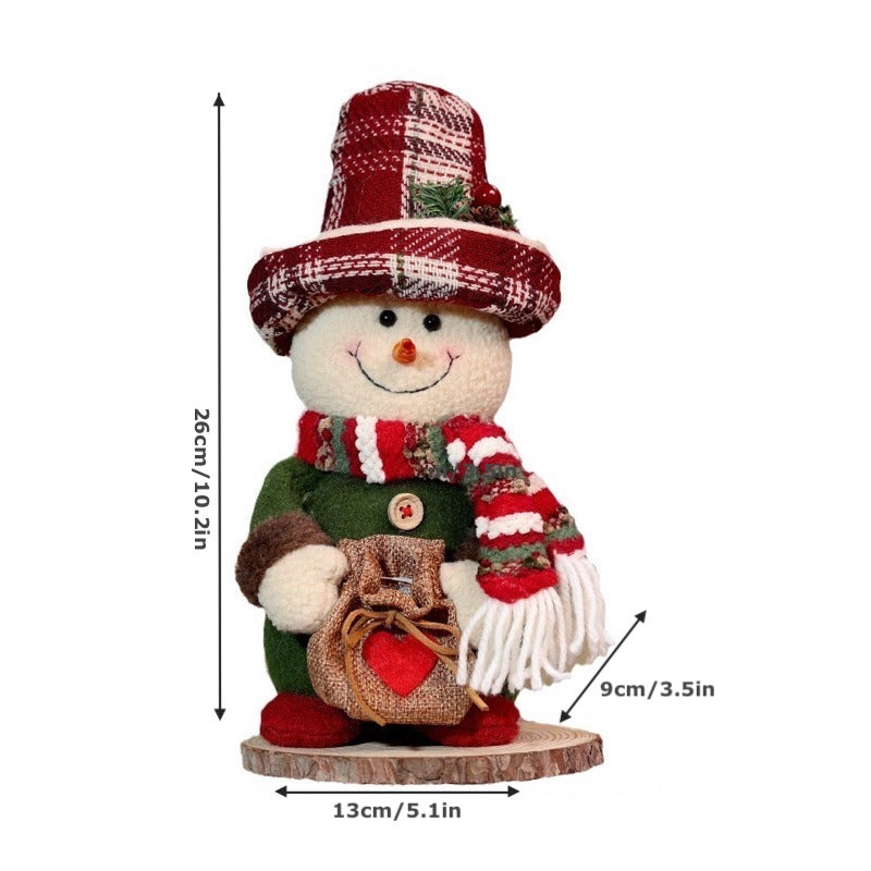 Christmas Decorations Retro Plaid Snowman Ornaments Standing Santa Doll Xmas Home Decor Kids Gift