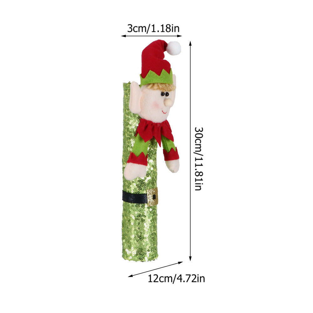 Christmas Decorations Fridge Handle Covers Lint Elf Doll Ornaments for Microwave Oven Festive Home Decor