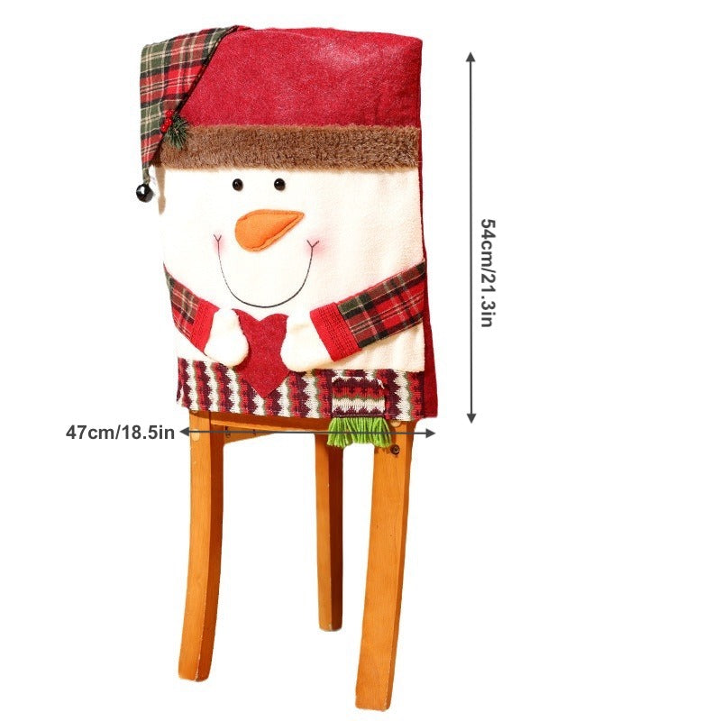 Christmas Chair Covers Decorations Hotel Dinning Room Home Decor Santa Snowman Ornaments