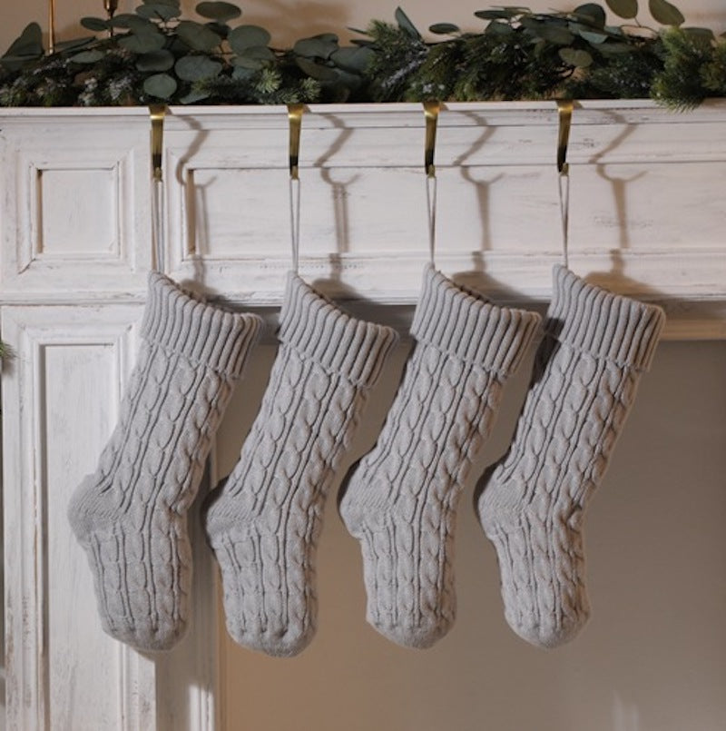 Knitted Twist Christmas Stocking Large Gift Bag Home Decorations Xmas Tree Fireplace Hanging Ornament Candy Bag