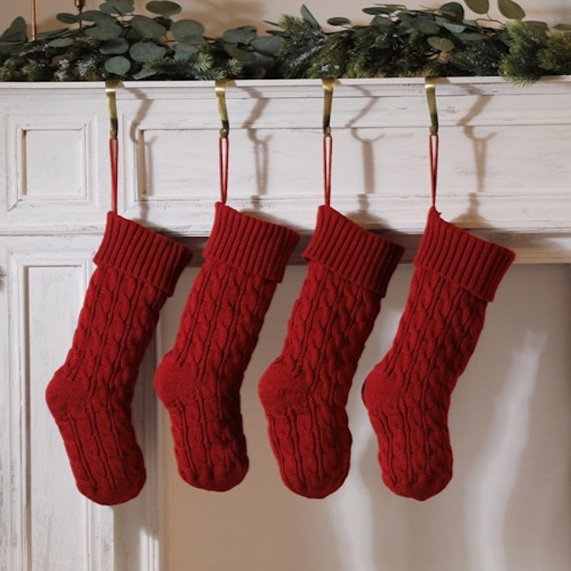 Knitted Twist Christmas Stocking Large Gift Bag Home Decorations Xmas Tree Fireplace Hanging Ornament Candy Bag