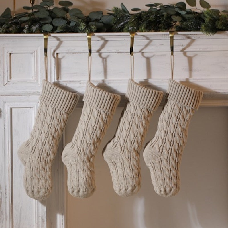 Knitted Twist Christmas Stocking Large Gift Bag Home Decorations Xmas Tree Fireplace Hanging Ornament Candy Bag