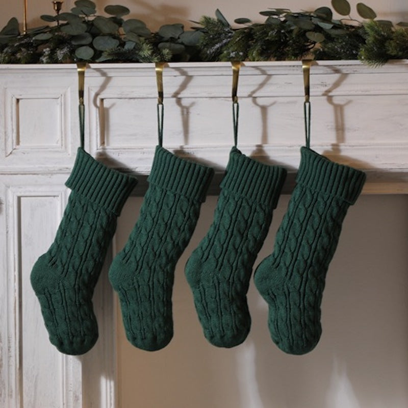 Knitted Twist Christmas Stocking Large Gift Bag Home Decorations Xmas Tree Fireplace Hanging Ornament Candy Bag