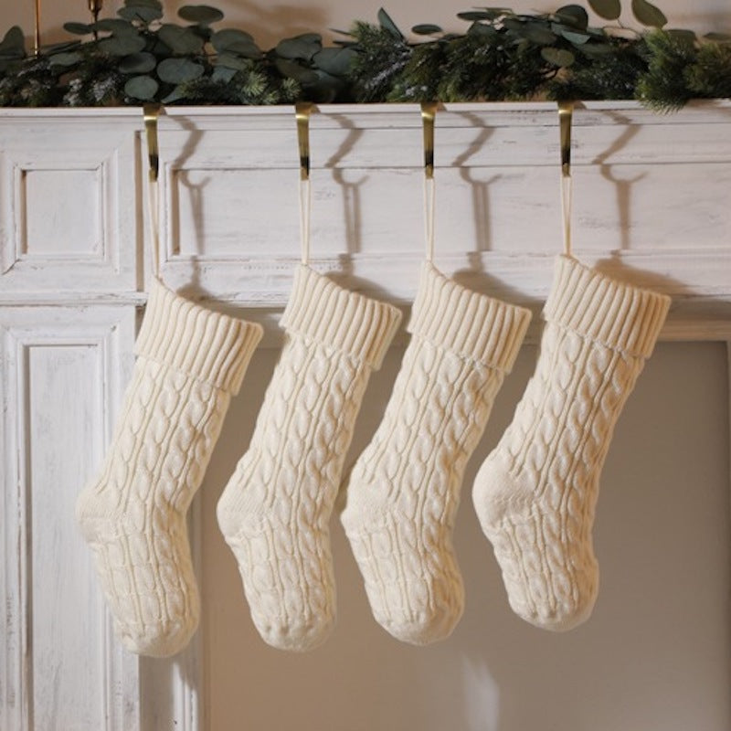 Knitted Twist Christmas Stocking Large Gift Bag Home Decorations Xmas Tree Fireplace Hanging Ornament Candy Bag