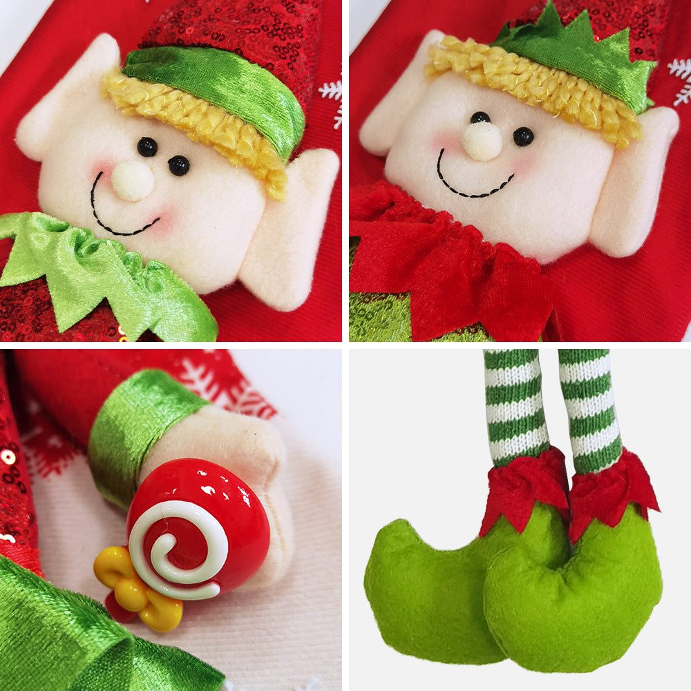 Cute Elf Christmas Stocking Longleg Doll Candy Gift Bag Xmas Tree Hanging Ornaments Fireplace Decorations