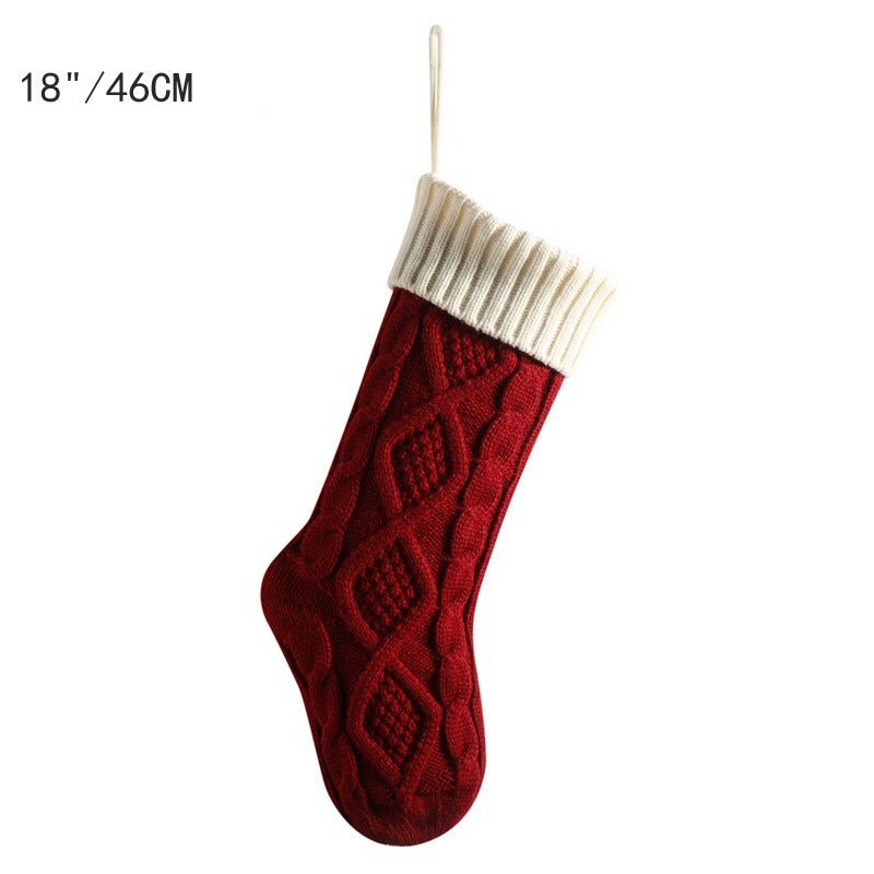 18in Large Christmas Gift Bag Decorations Knitted Two-sided Diamond Christmas Stocking Home Fireplace Xmas Tree Ornaments