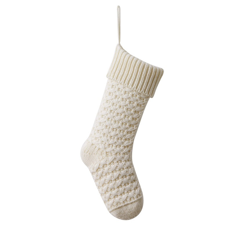 Christmas Hanging Ornament Knitted Stocking Gift Bag Socks Xmas Party Decorations Candy Bag
