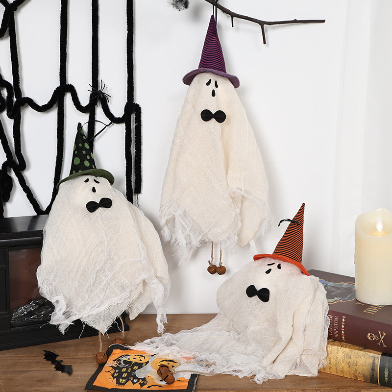 Halloween Decorations White Ghost Wind Bell Hanging Ornaments Witch Hanger Decorative Pendant Holiday Home Party Decoration Props