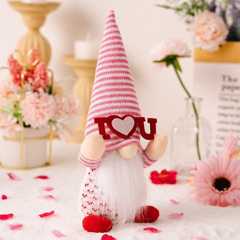 Pink Valentine's Day Doll Decorations Couple Gnome Tabletop Ornaments Gifts Holiday Home Decor