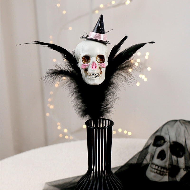 Halloween Decorations Skull Feather Branch DIY Pumpkin Bouquet Holiday Party Ornament Holiday Decor