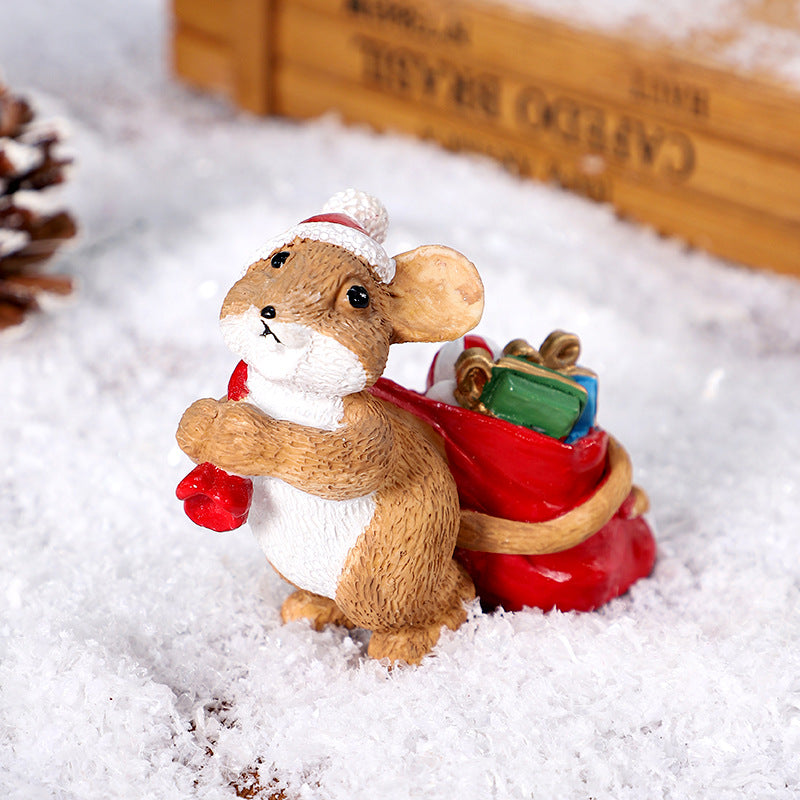 Christmas Decorations Cute Mouse Resign Ornament Desktop Decoration Xmas Gift Holiday Party Home Decor