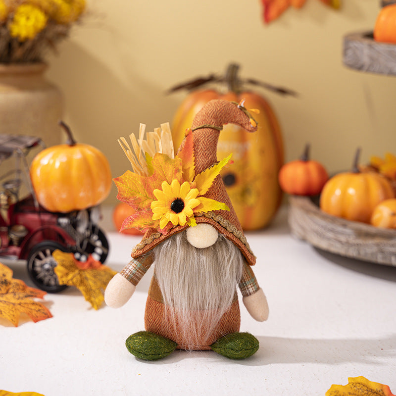 Fall Harvest Season Gnome Ornaments Thanksgiving Decorations Maple Rudolf Doll Holiday Table Decoration Home Decor Autumn Gifts