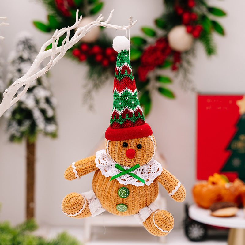 Christmas Ginger Man Pendants Sitting Doll Xmas Tree Hanging Ornaments for Holiday Home Decorations Tray Decor