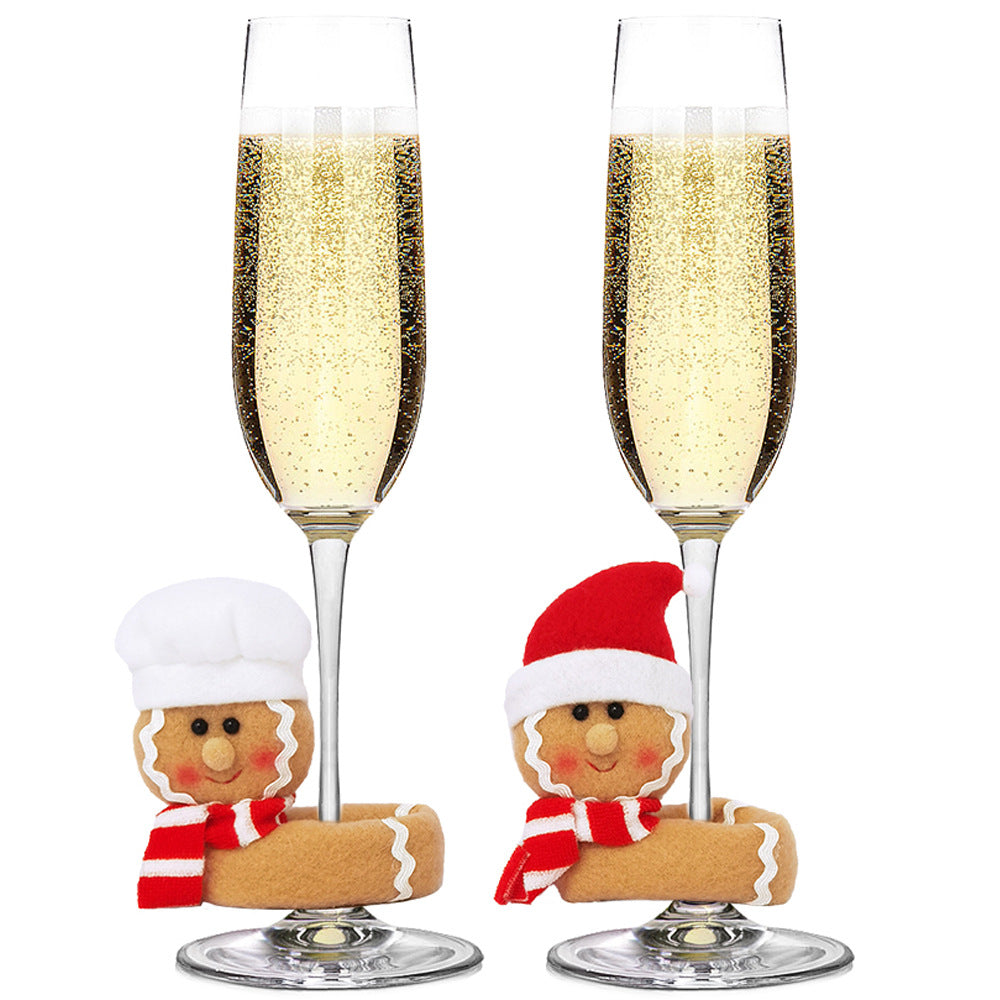 2/4PCS Cute Gingerbread Man Wine Cup Hug Christmas Decorations Lint Gingerman Bottle Covers Window Ornaments Festive Party Home Decor