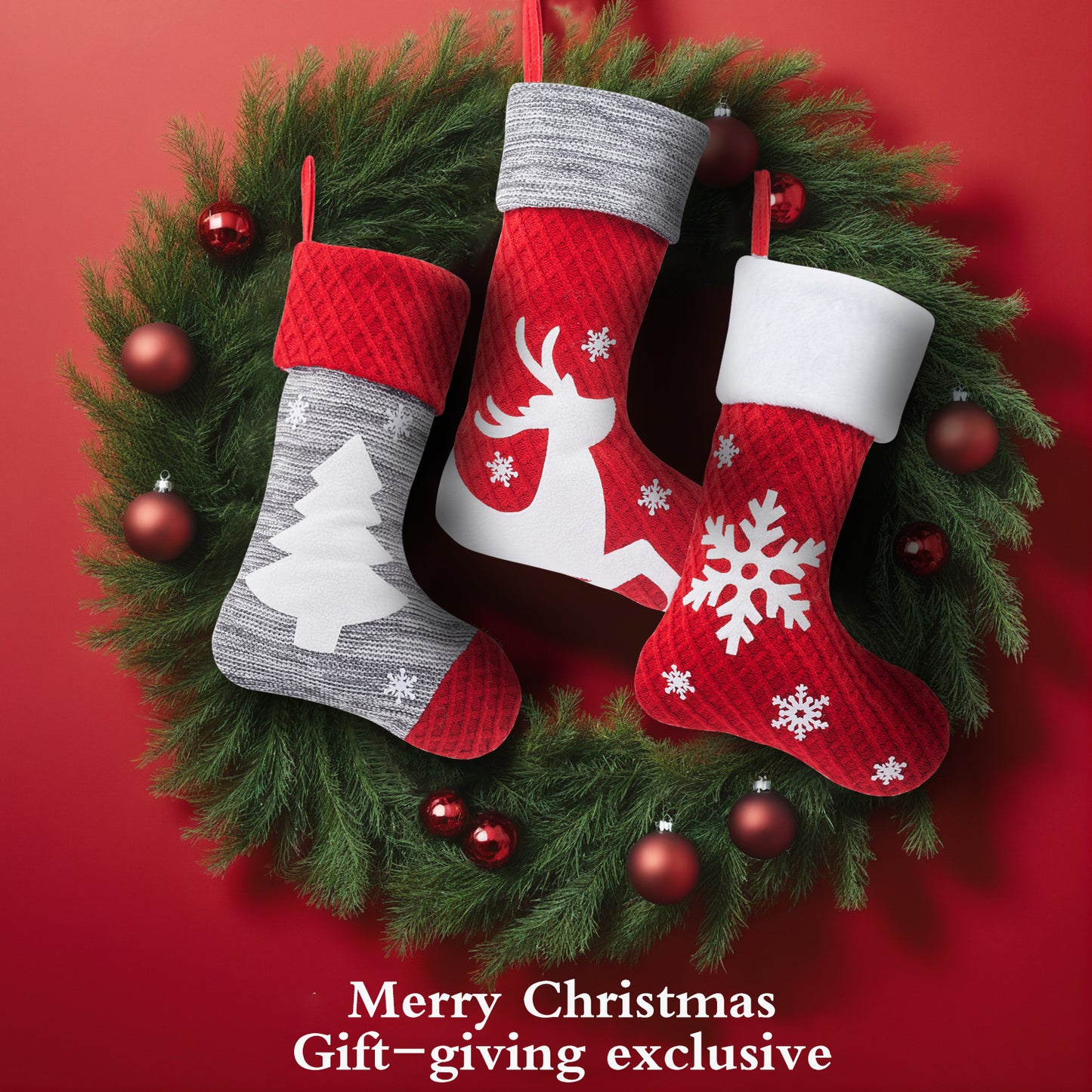 Christmas Decorations Candy Bag Embroider Christmas Stocking Gift Bag Hanging Ornaments
