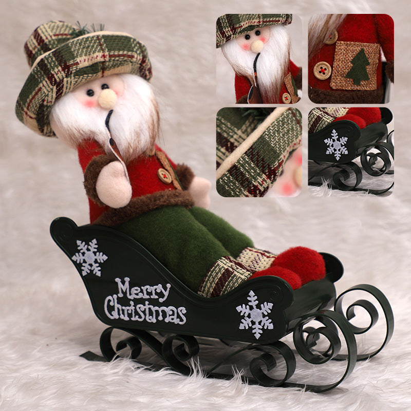 Christmas Decorations Sleigh Santa Snowman Doll Ornaments Xmas Home Decor Gifts