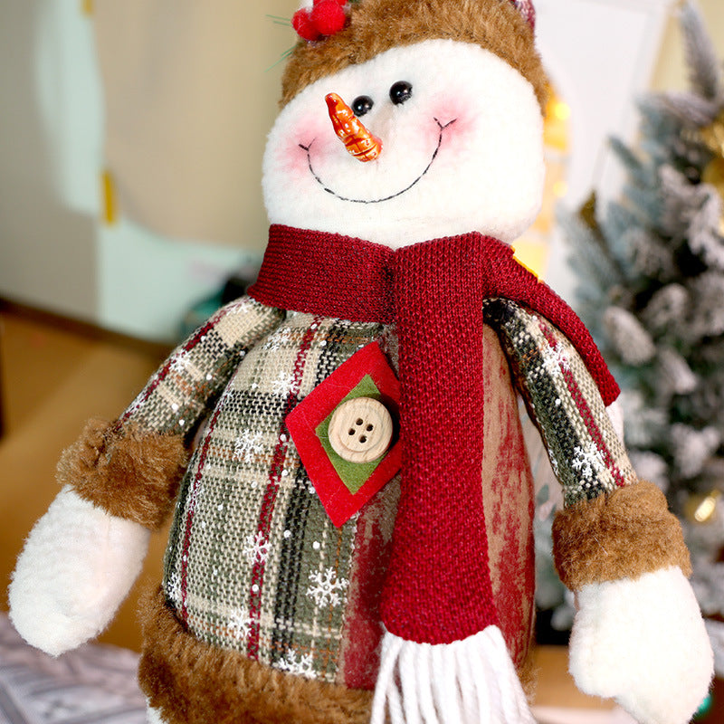 Christmas Plaid Snowflake Doll Telescope Santa Snowman Ornaments Shopping Mall Decorations Holiday Gifts Window Home Decor