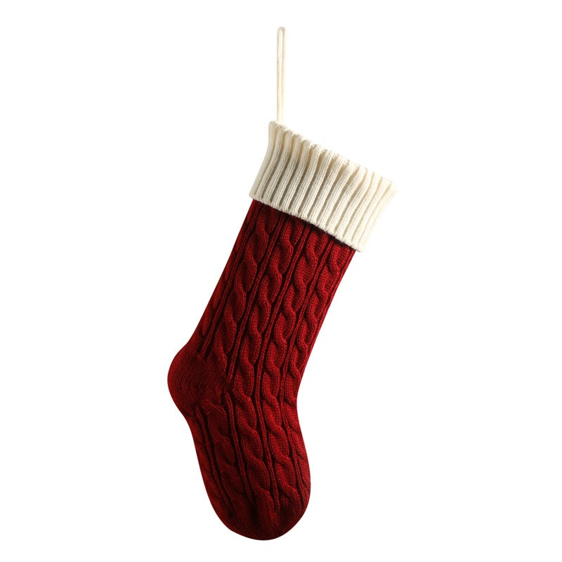 Knitted Twist Christmas Stocking Large Gift Bag Home Decorations Xmas Tree Fireplace Hanging Ornament Candy Bag