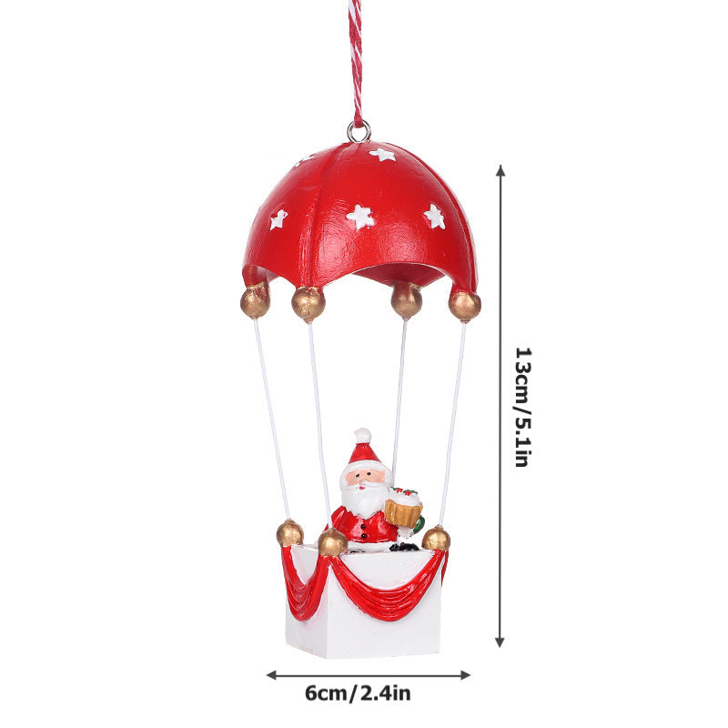 Christmas Parachute Decorations Xmas Tree Pendant Resign Santa Snowman Ornament Home Desktop Decor