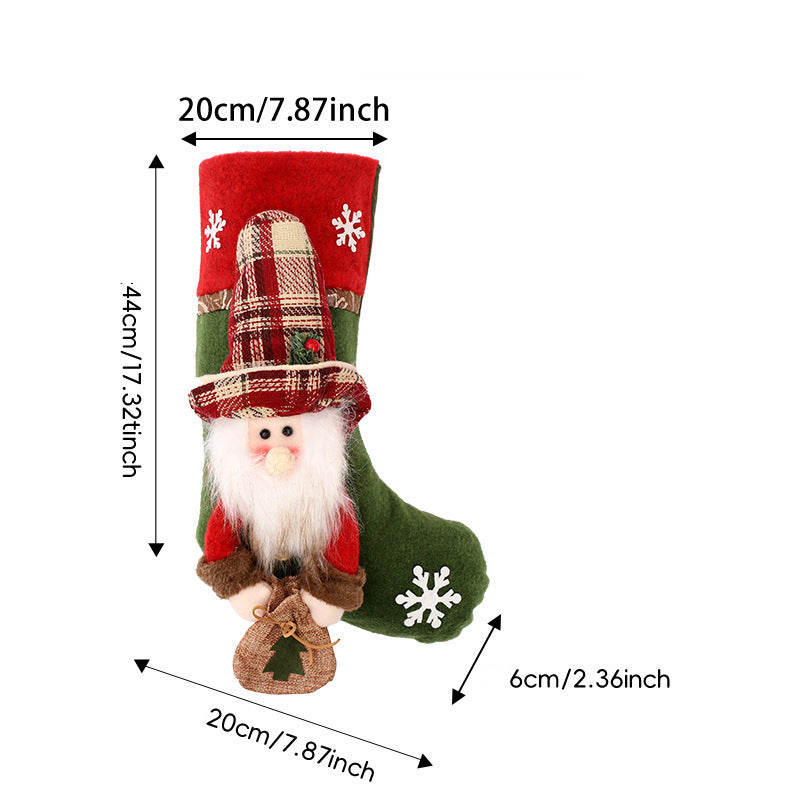 Christmas Stocking Decorations Santa Doll Candy Bag Hanging Ornament Snowman Gift Bag Xmas Tree Fireplace Pendant Holiday Decoration