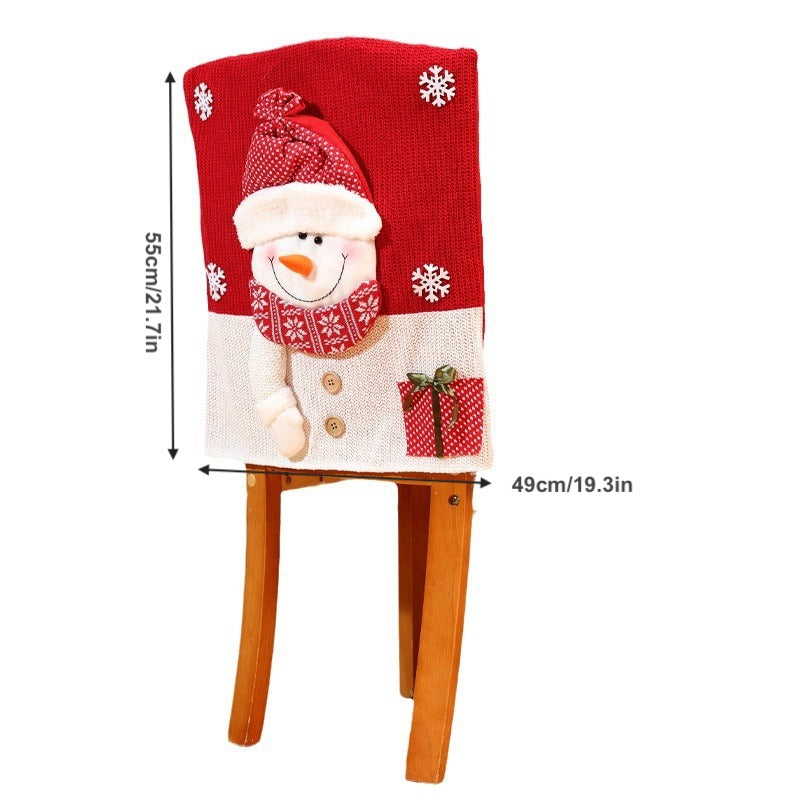 Christmas Decorations Cartoon Knitted Chair Covers Santa Snowman Chair back set Festive Dining Room Ornaments Home Decor