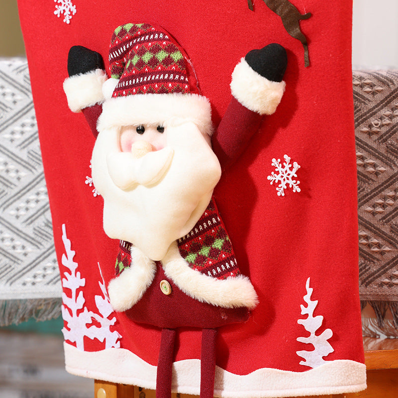 Christmas Chair Cover Longlegs Santa Snowman Ornaments Xmas Hotel Dinning Room Decoration
