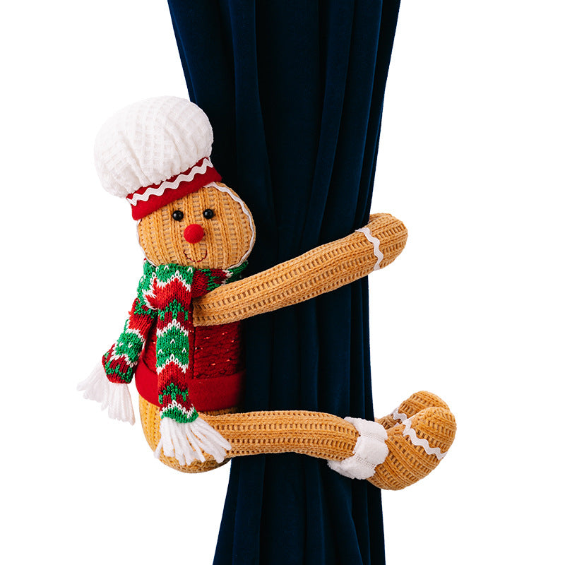 Christmas Decorations Gingerbread Man Curtain Buckle Chef Hat Window Curtain Hanging Ornaments Home Hotel Decor