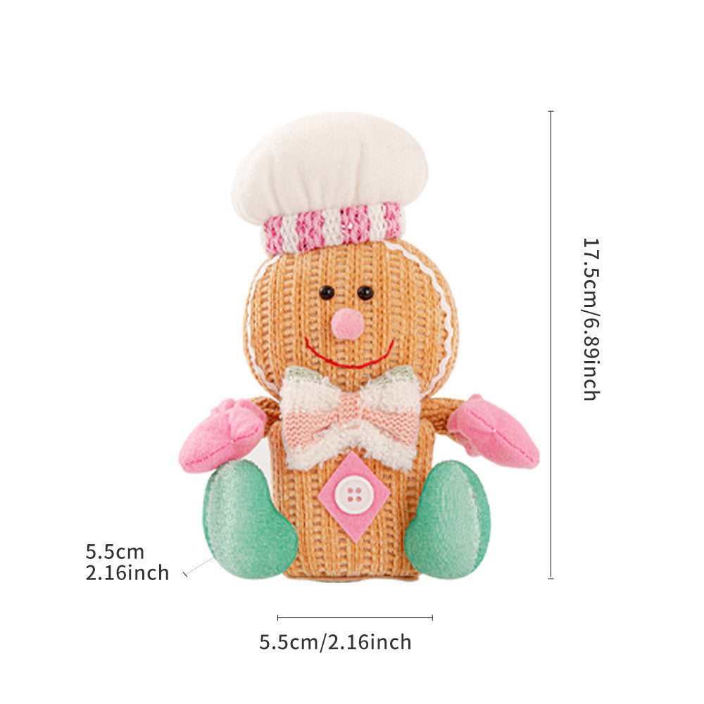 Christmas Decorations LED Gingerbread Man Ornaments Pink Gingerman Doll Xmas Gifts Home Table Decoration