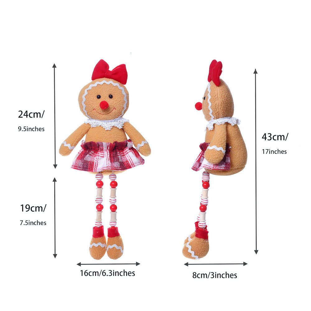 Christmas Decorations Gingerbread Man Doll Ornaments Wooden Beads Longlegs Gingerman Gnome Toy Xmas Gift
