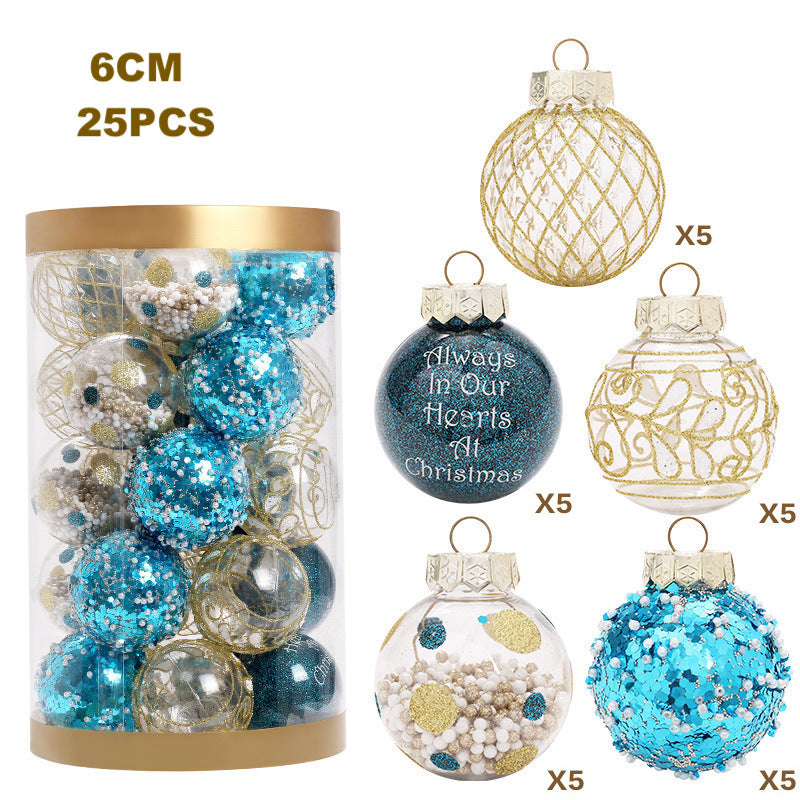 PET Painted Christmas Balls Blue Golden Baubles for Xmas Tree Decorations Party Ambient Hanging Ornament Home Decor