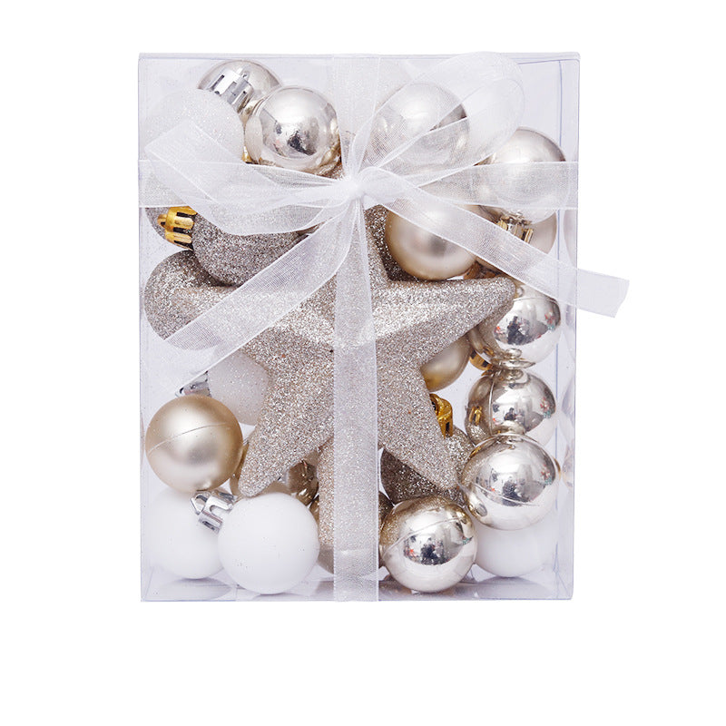30PCS Christmas Ball Decorations 3cm/1.2in Mini Glitter Baubles with Tree Topper Hanging Ornaments for Table Christmas Tree Party Decor Wedding Holiday Decoration Gifts