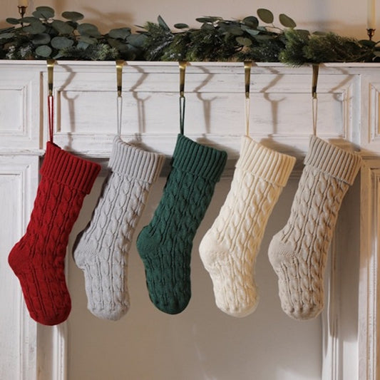 Knitted Twist Christmas Stocking Large Gift Bag Home Decorations Xmas Tree Fireplace Hanging Ornament Candy Bag