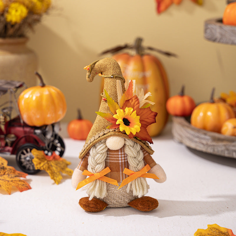 Fall Harvest Season Gnome Ornaments Thanksgiving Decorations Maple Rudolf Doll Holiday Table Decoration Home Decor Autumn Gifts