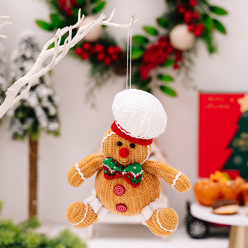 Christmas Ginger Man Pendants Sitting Doll Xmas Tree Hanging Ornaments for Holiday Home Decorations Tray Decor