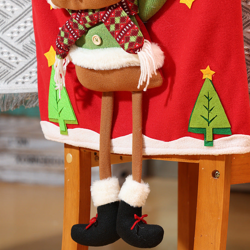 Christmas Chair Cover Longlegs Santa Snowman Ornaments Xmas Hotel Dinning Room Decoration