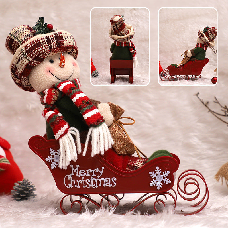 Christmas Decorations Sleigh Santa Snowman Doll Ornaments Xmas Home Decor Gifts