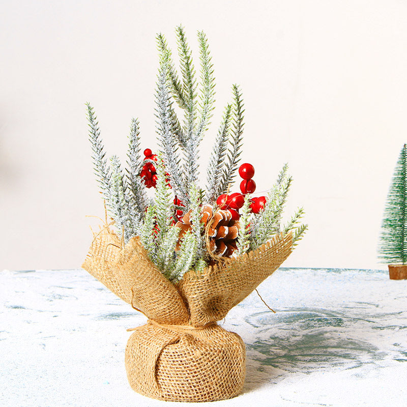 Christmas Decorations 30cm Mini Tabletop Christmas Tree Flocking Xmas Tree Ornaments