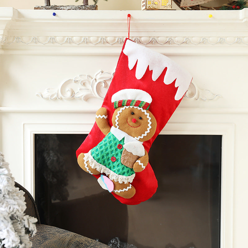 Christmas Stocking Decorations Cute Gingerbread Man Gift Bag Xmas Tree Hanging Ornaments Ginger Man Candy Bag Pendants Decor