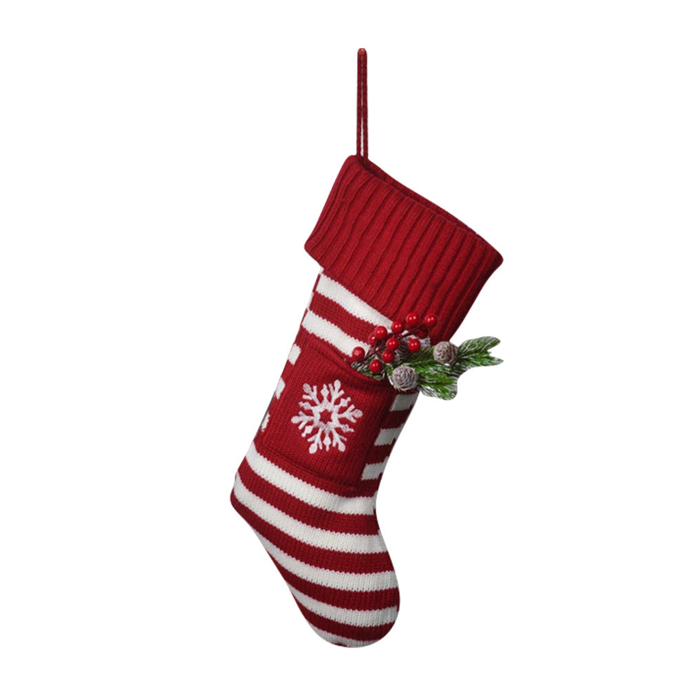 Knitted Stripe Christmas Stockings Decorations Cat and Dog Pet Socks Large Gift Bag Fireplace Xmas Tree Hanging Ornaments
