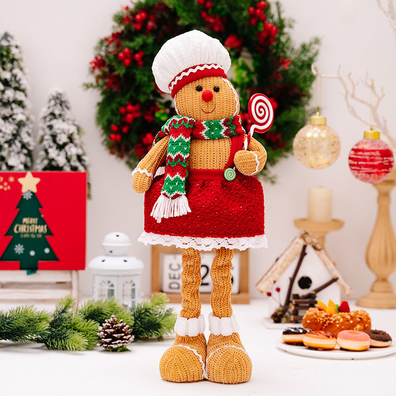 Christmas Decorations Gingerman Chef Telescope Doll Gingerbread Man Ornaments Xmas Gifts Home Decor Shop Window Decoration