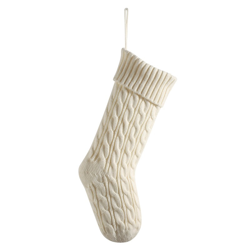 Knitted Twist Christmas Stocking Large Gift Bag Home Decorations Xmas Tree Fireplace Hanging Ornament Candy Bag