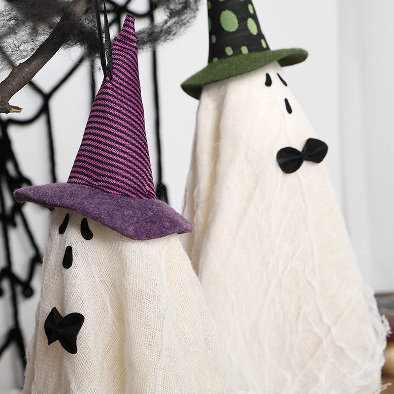 Halloween Decorations White Ghost Wind Bell Hanging Ornaments Witch Hanger Decorative Pendant Holiday Home Party Decoration Props