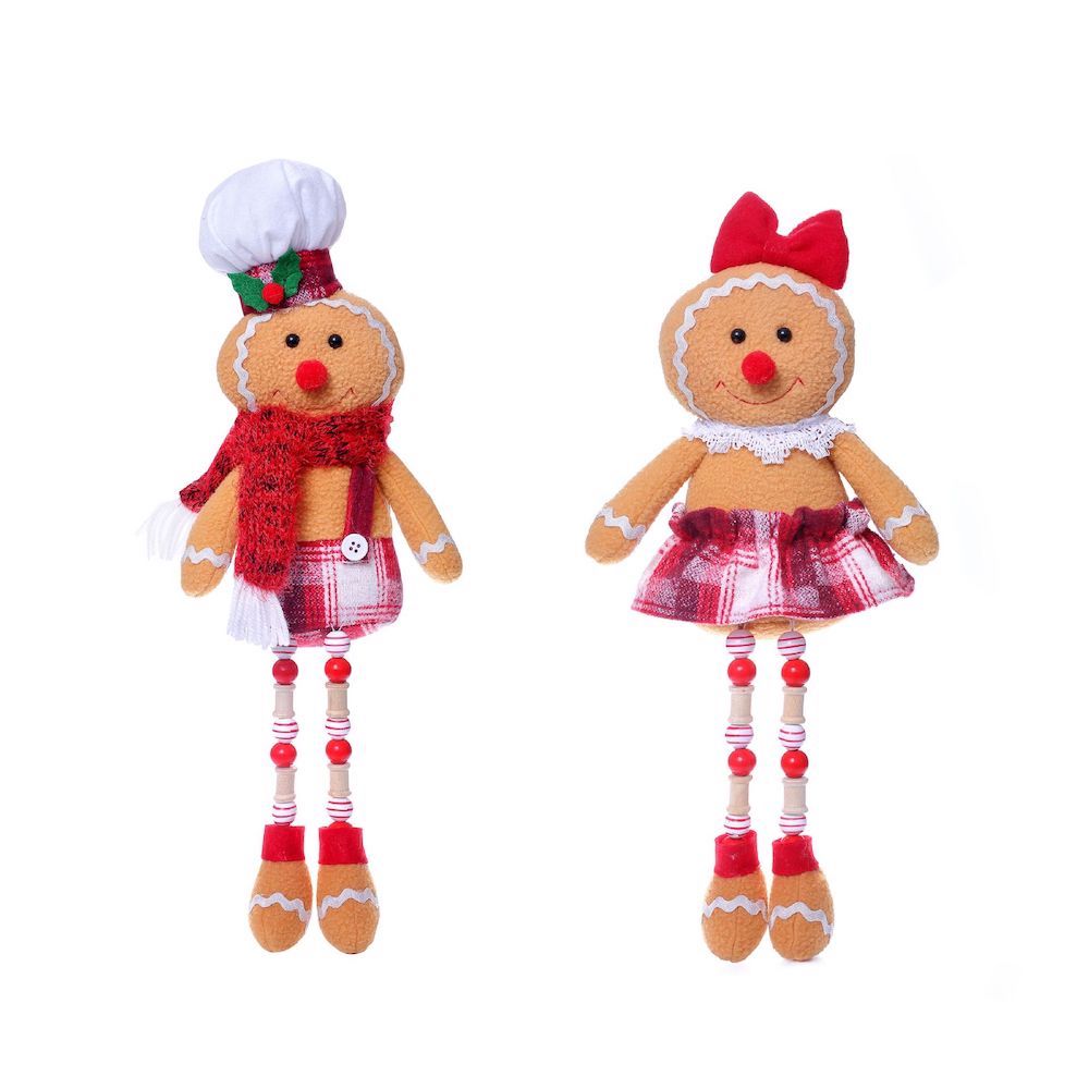 Christmas Decorations Gingerbread Man Doll Ornaments Wooden Beads Longlegs Gingerman Gnome Toy Xmas Gift
