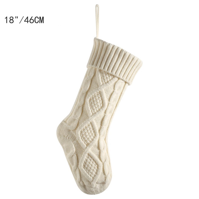 18in Large Christmas Gift Bag Decorations Knitted Two-sided Diamond Christmas Stocking Home Fireplace Xmas Tree Ornaments