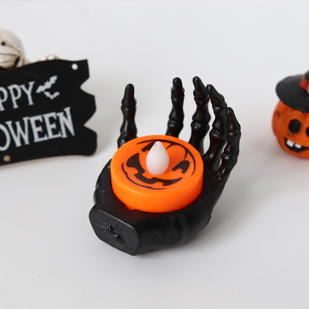 2PCS LED Night Lamp Halloween Decorations Palm Pumpkin Candle Light Table Ornaments Pub Ambient lighting Party Props