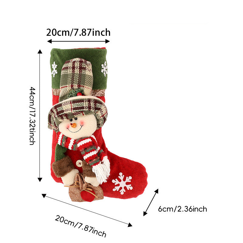 Christmas Stocking Decorations Santa Doll Candy Bag Hanging Ornament Snowman Gift Bag Xmas Tree Fireplace Pendant Holiday Decoration