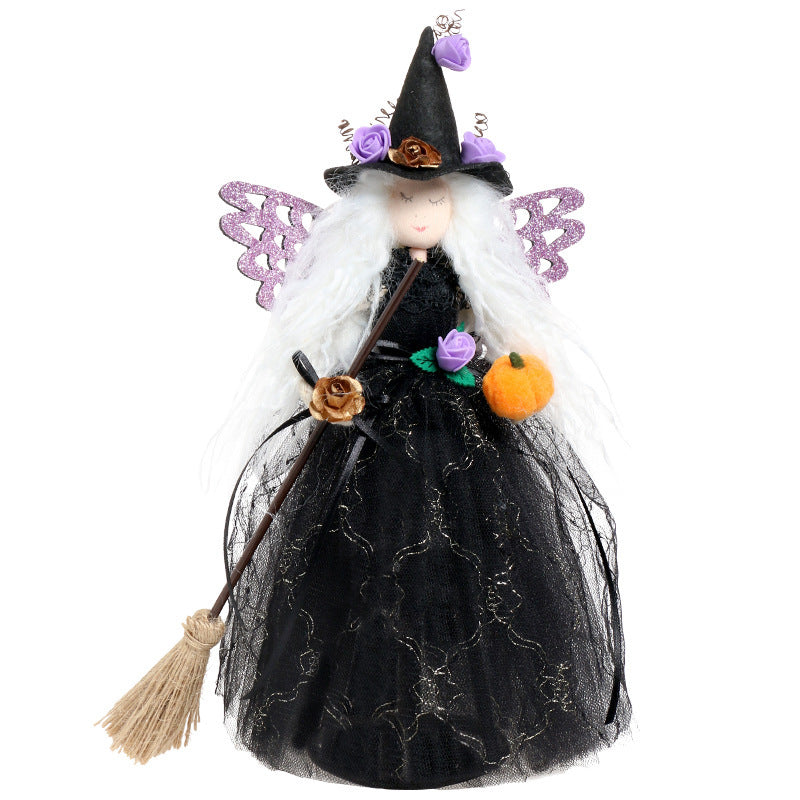Halloween Decorations Witch Wings Doll Ornaments Butterfly Elf Tree Topper Holiday Party Home Decor Gifts